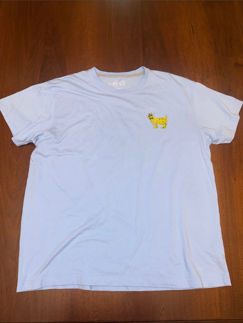 Light Blue GOAT Men's Crewneck T-Shirt with Yellow Size XL